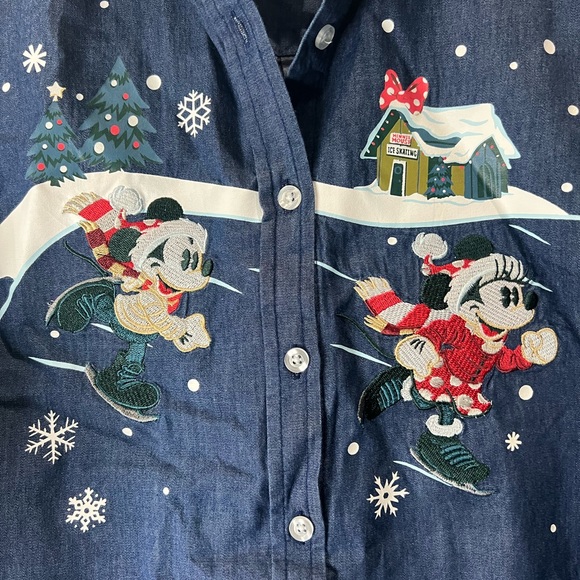 Disney’s Mickey and Minnie Mouse Holiday Denim Shirt - Picture 3 of 6